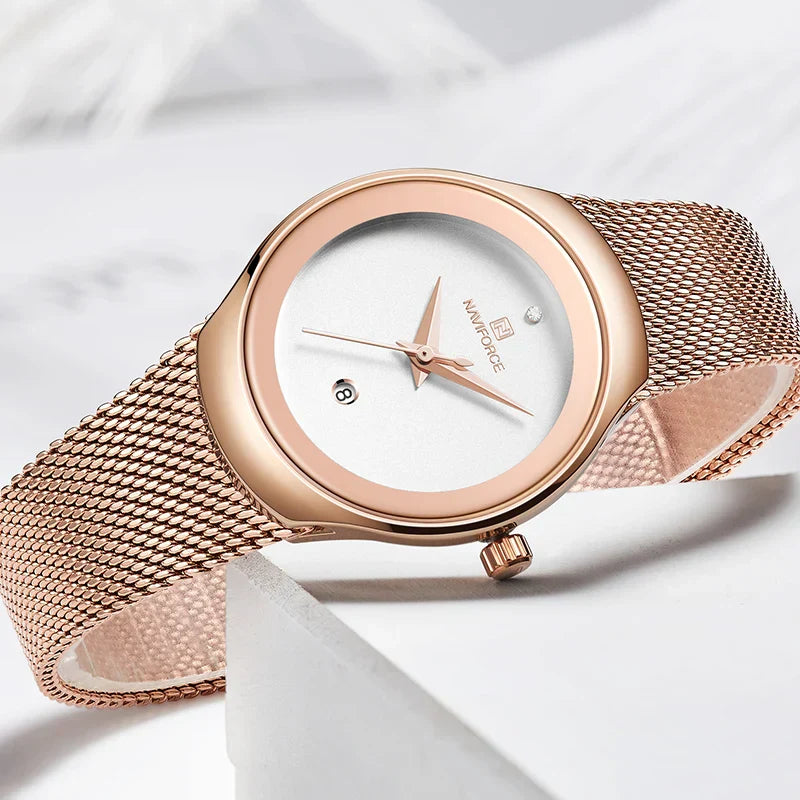 Relógio Feminino Quartzo Aço Inoxidável À Prova D' Água
