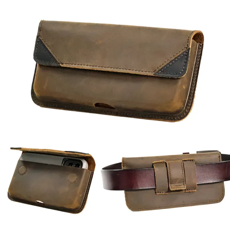 Bolsa de Cintura de couro genuíno casual