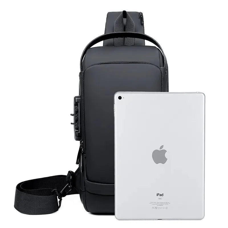 Bolsa Slim Antifurto com Senha USB Bloqueio Impermeável
