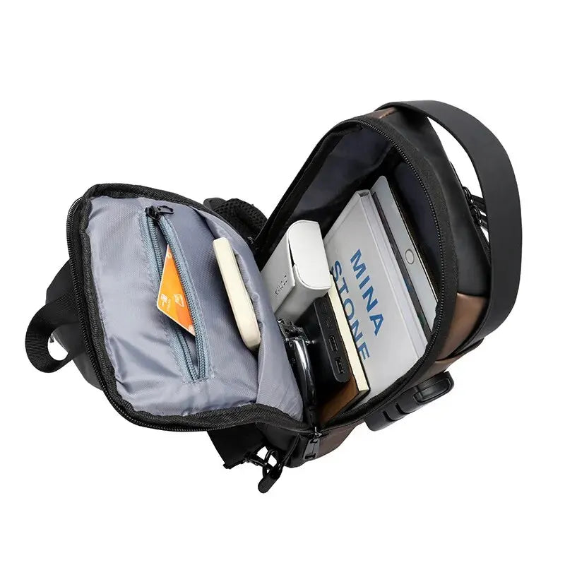 Bolsa Slim Antifurto com Senha USB Bloqueio Impermeável