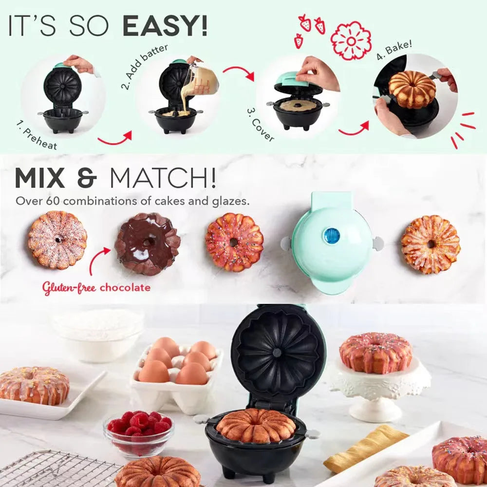 Mini Máquina Elétrica de Fazer Bolos e Doces Assados - Portátil