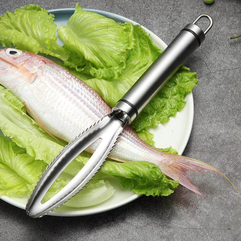 Removedor de Escama de Peixe Aço Inoxidável + Pinça - Point Smart