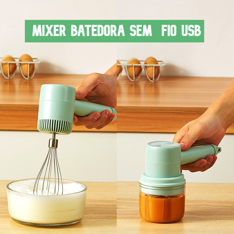 Mini Batedeira Portátil com 3 Velocidades