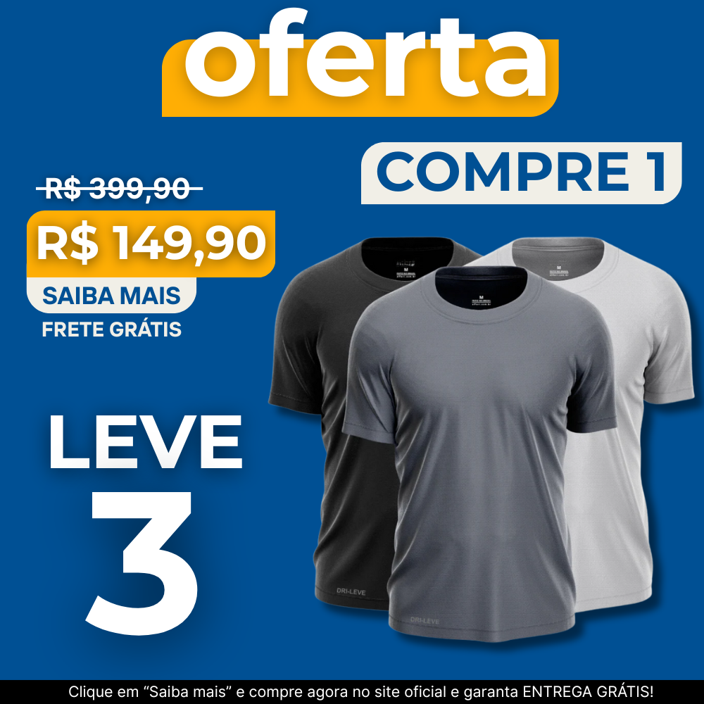 KIT COM 3 CAMISETAS RESPIRÁVEIS ONYX WAY SPORT