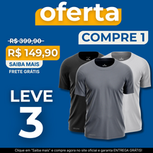 KIT COM 3 CAMISETAS RESPIRÁVEIS ONYX WAY SPORT