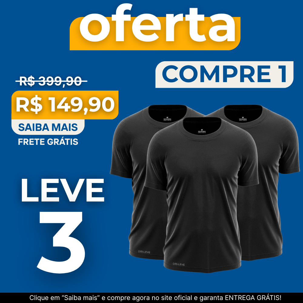 KIT COM 3 CAMISETAS RESPIRÁVEIS ONYX WAY SPORT