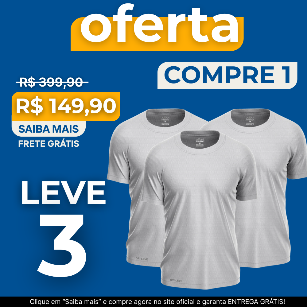 KIT COM 3 CAMISETAS RESPIRÁVEIS ONYX WAY SPORT
