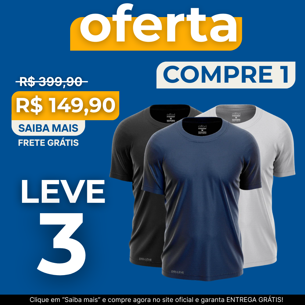 KIT COM 3 CAMISETAS RESPIRÁVEIS ONYX WAY SPORT