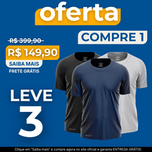 KIT COM 3 CAMISETAS RESPIRÁVEIS ONYX WAY SPORT