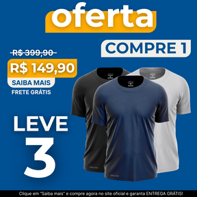 KIT COM 3 CAMISETAS RESPIRÁVEIS ONYX WAY SPORT