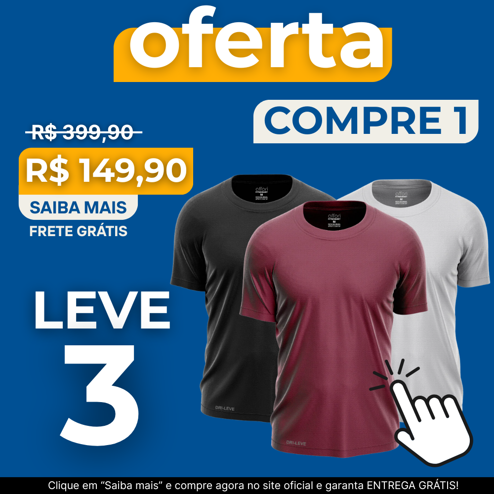 KIT COM 3 CAMISETAS RESPIRÁVEIS ONYX WAY SPORT