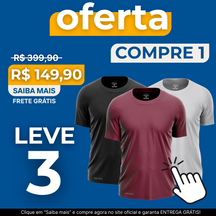 KIT COM 3 CAMISETAS RESPIRÁVEIS ONYX WAY SPORT