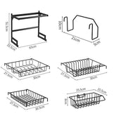 Escorredor de Louça Preto - Aço Inoxidável 65cm Organizador Louça