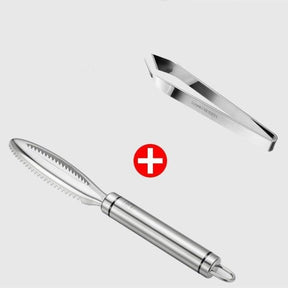 Removedor de Escama de Peixe Aço Inoxidável + Pinça - Point Smart
